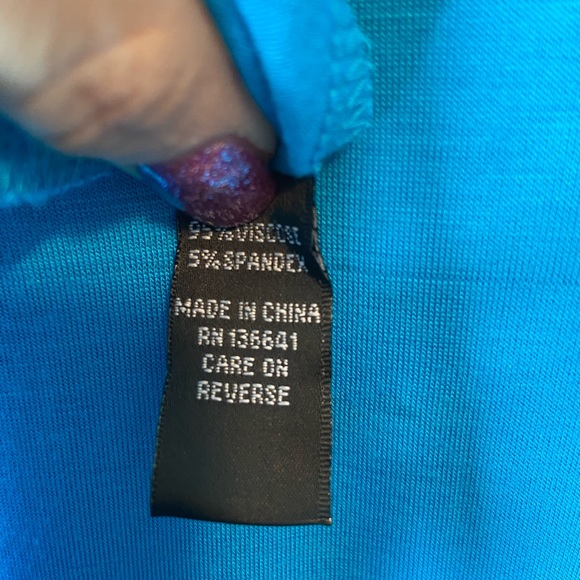 Color Fx Turquoise Ruffle Tier and Lace Sleeveless Dress - Picture 7 of 7